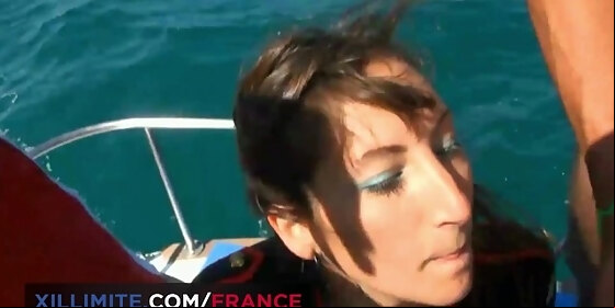 threesome on a boat with hot brunette charlotte de castille