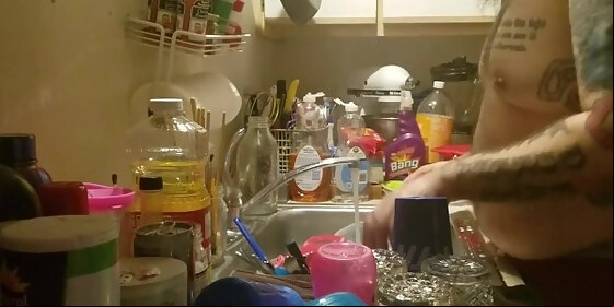 doing some dishes