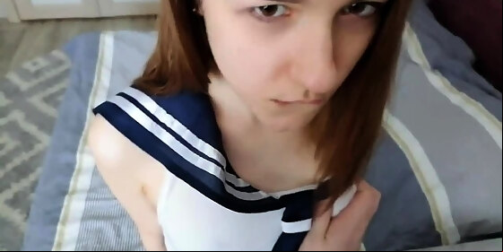 baby in school uniform gives in tight ass anal creampie