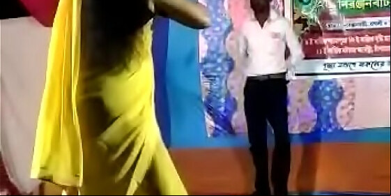 puja in seducing sexy dance in village stage performance